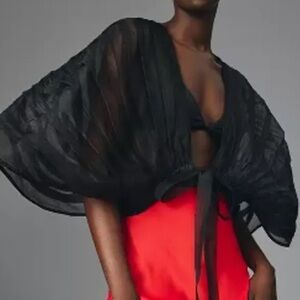 ANTHROPOLOGIE 💣 FINAL! sheer volume kimono shrug worn1x SUPE RARE ONLY 1 ONLINE